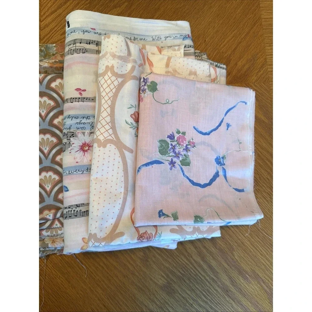 Vintage Fabric Lot French Country Cottagecore Floral Shabby Chic 80s 90s Pastels